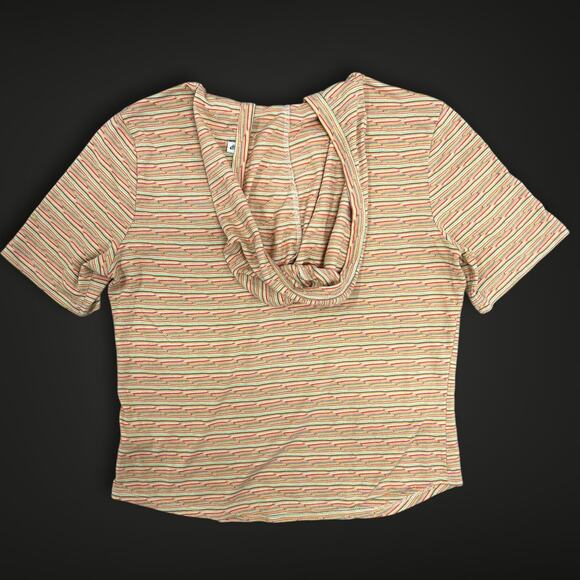 Y2K Roxy Quiksilver Hoodie Tee–Psychedelic Wavy Stripes–Surf Skate Style –Size L - Picture 4 of 6